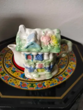Teiera Casetta Coperchio Ceramica Decorata