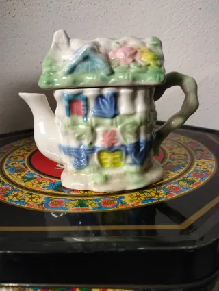 Teiera Casetta Coperchio Ceramica Decorata