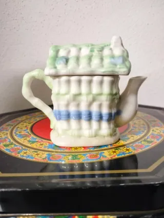 Teiera Casetta Coperchio Ceramica Decorata