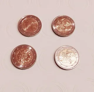 Lote 4 monedas 2 euros