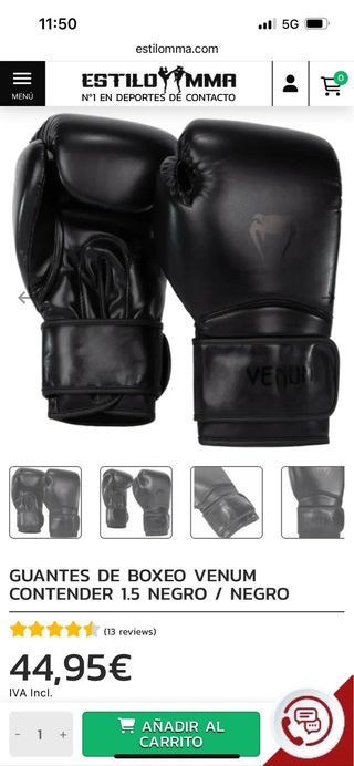 Guantes Boxeo Venum Contender 1.5 Negro