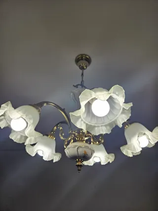 Juego lámparas Vintage Porcelana y Metal