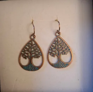Pendientes Árbol de la Vida Gota Azul-Cobre
