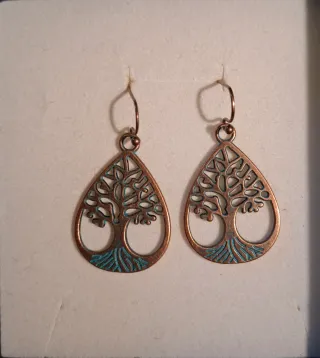 Pendientes Árbol de la Vida Gota Azul-Cobre