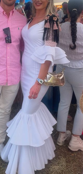 Vestido Flamenca Blanco con Volantes