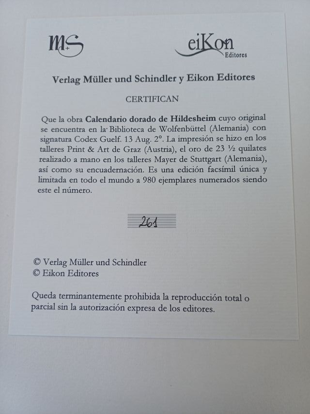 Calendario Dorado de Hildesheim Edición Facsímil