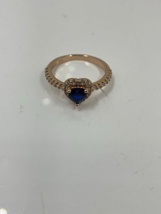 Anillo Corazón Azul Baño Oro Talla 17.3 mm