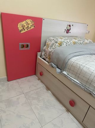 Cama infantil 105cm con colchon,cajones y cabecero