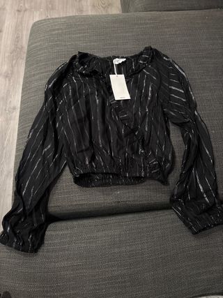 Blusa Mango Rayas Plateadas Talla XS