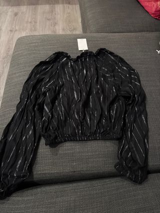 Blusa Mango Rayas Plateadas Talla XS