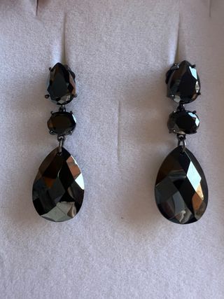 Pendientes largos cristal negro
