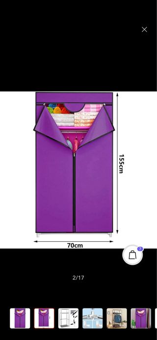 Armarios de tela grises y morados