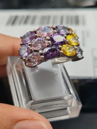 Anello Argento 925 Multicolor Design Bouquet