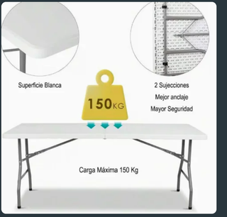 Mesa plegable 180cm blanca NUEVA