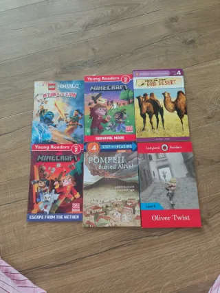 Libros nivel 2, 4 y 6 de Young readers. Minecraft