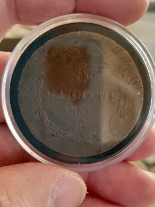 Moneta 5 Baiocchi 1852 Pio IX