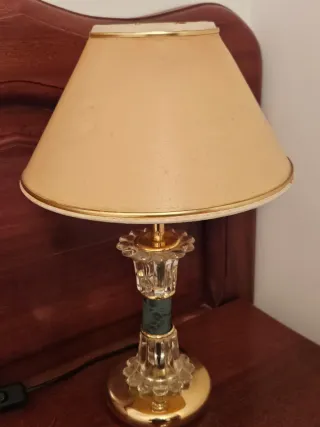 Juego 3 Lámparas de araña vintage dorada y verde.