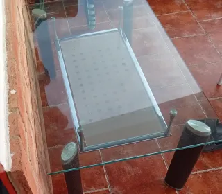 Mesa de centro cristal y metal