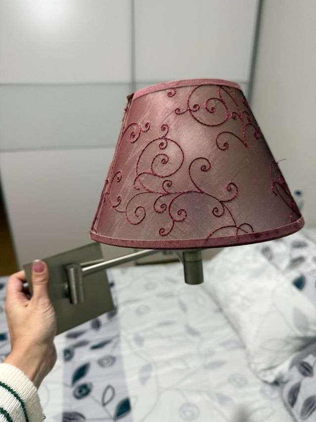 2 lamparitas mesita noche tela y metal