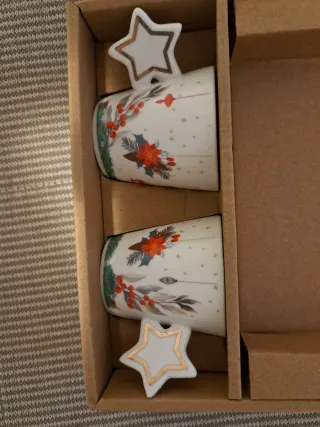 Set 2 tazzine natalizie in porcellana