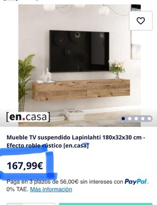 Mueble TV suspendido Roble Rústico