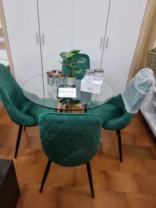 Silla terciopelo turquesa