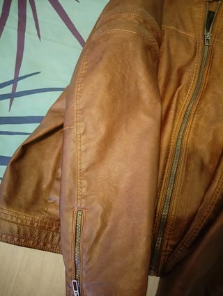 Chaqueta Cuero Marrón Hombre Talla 2XL