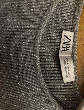 Top Zara brillante plateado