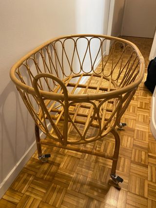 Moisés bambú ovalado piqué lino tostado