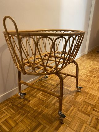 Moisés bambú ovalado piqué lino tostado