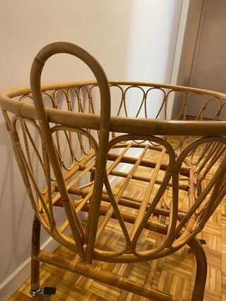 Moisés bambú ovalado piqué lino tostado