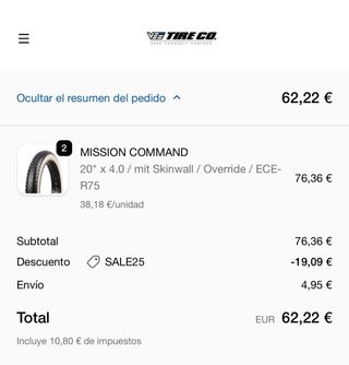 2 Neumáticos MISSION COMMAND 20x 4.0