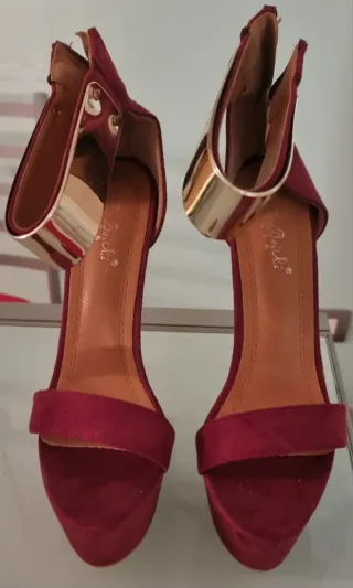 Sandali eleganti donna tacco oro/rosso EUR 40