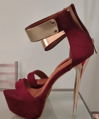 Sandali eleganti donna tacco oro/rosso EUR 40