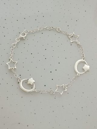 Pulsera Plata de Ley Luna y Estrellas