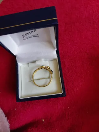 Anillo doble oro laminado 14kl piedras azules