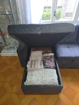 Sofá Cama Gris Tela