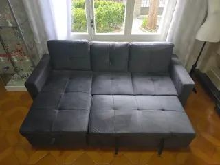 Sofá Cama Gris Tela