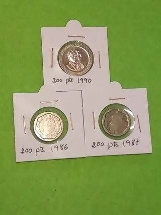 Lote 3 monedas 200 pts España 1986/1987/1990