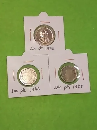 Lote 3 monedas 200 pts España 1986/1987/1990