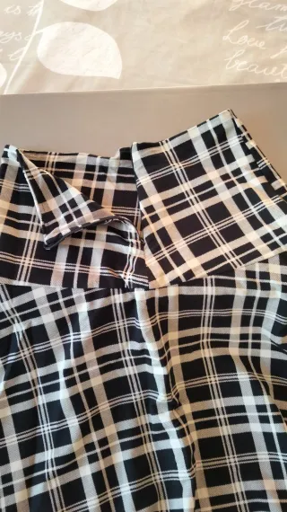 Falda larga cuadros beige y negro