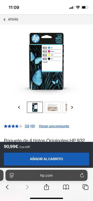 Pack 4 HP 933/932 Cyan, Magenta,Yellow, Black