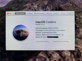 Imac 27” Finales 2012. 4 Nucleos i7 . 24 Gb Mem.