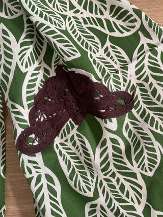 Pañuelo estampado hojas verde y marrón Vintage