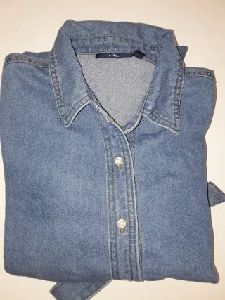 Chaqueta tejana premamá larga, talla 44 color azul