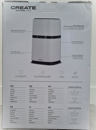 Purificador de aire Create blanco y negro