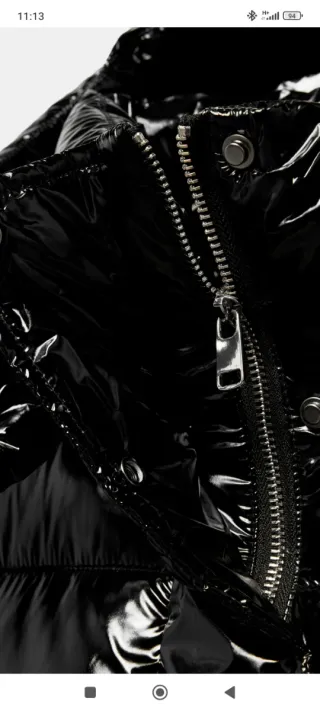 Abrigo largo negro brillante