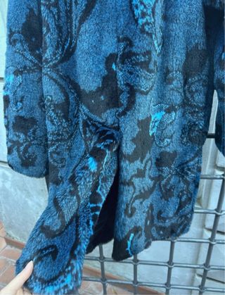Cappotto lungo pelliccia De’Hart blu e verde