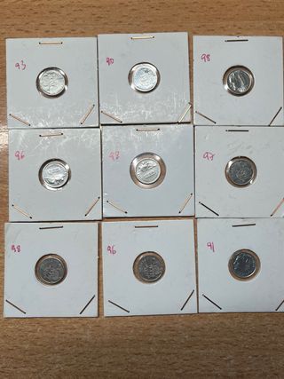 Lote 9 monedas 1 peseta años 90