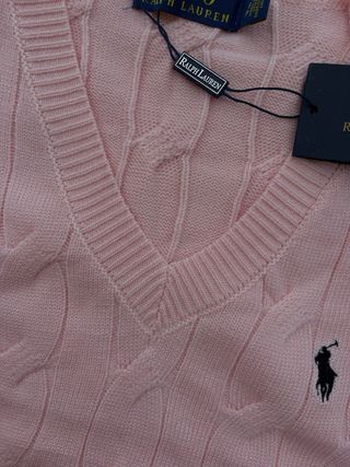 Jersey Polo Ralph Lauren V-neck Rosa Talla S